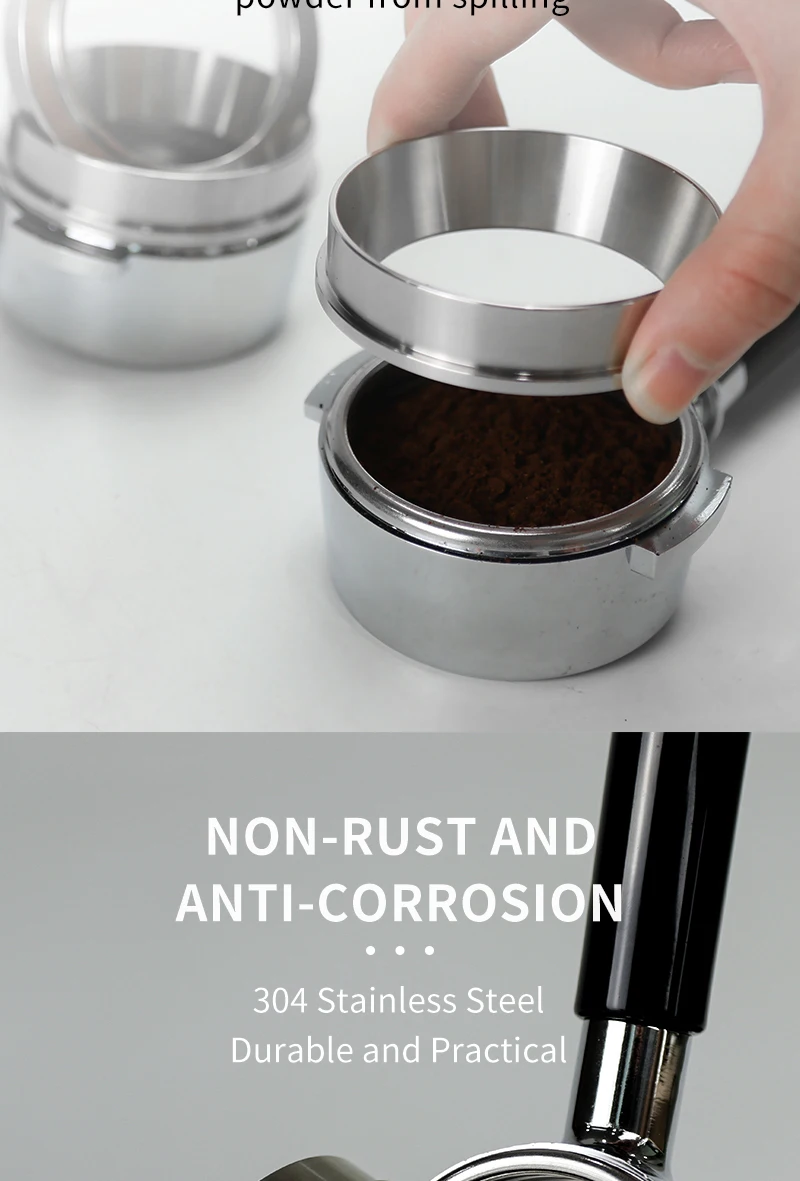 51mm 53mm 54mm 58mm 58,35mm 58,5mm Espresso Kaffee Dosier ring Sieb träger Kaffeefilter Ersatz ring Edelstahl – Detail 3