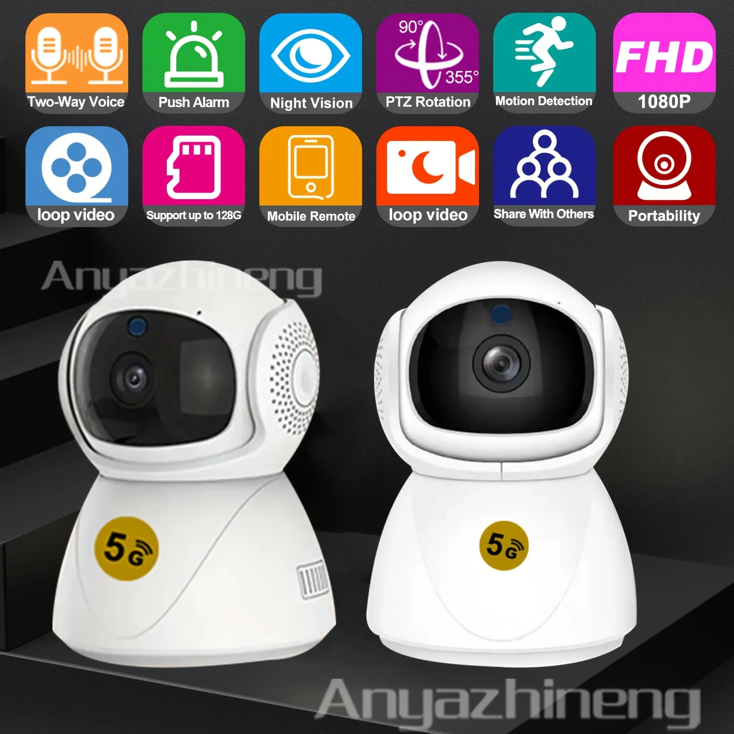 جهاز مراقبة الطفل اللاسلكي الذكي الدوار مع دوران PTZ وصوت ثنائي الاتجاه يظهر عن بعد حالة منزلك