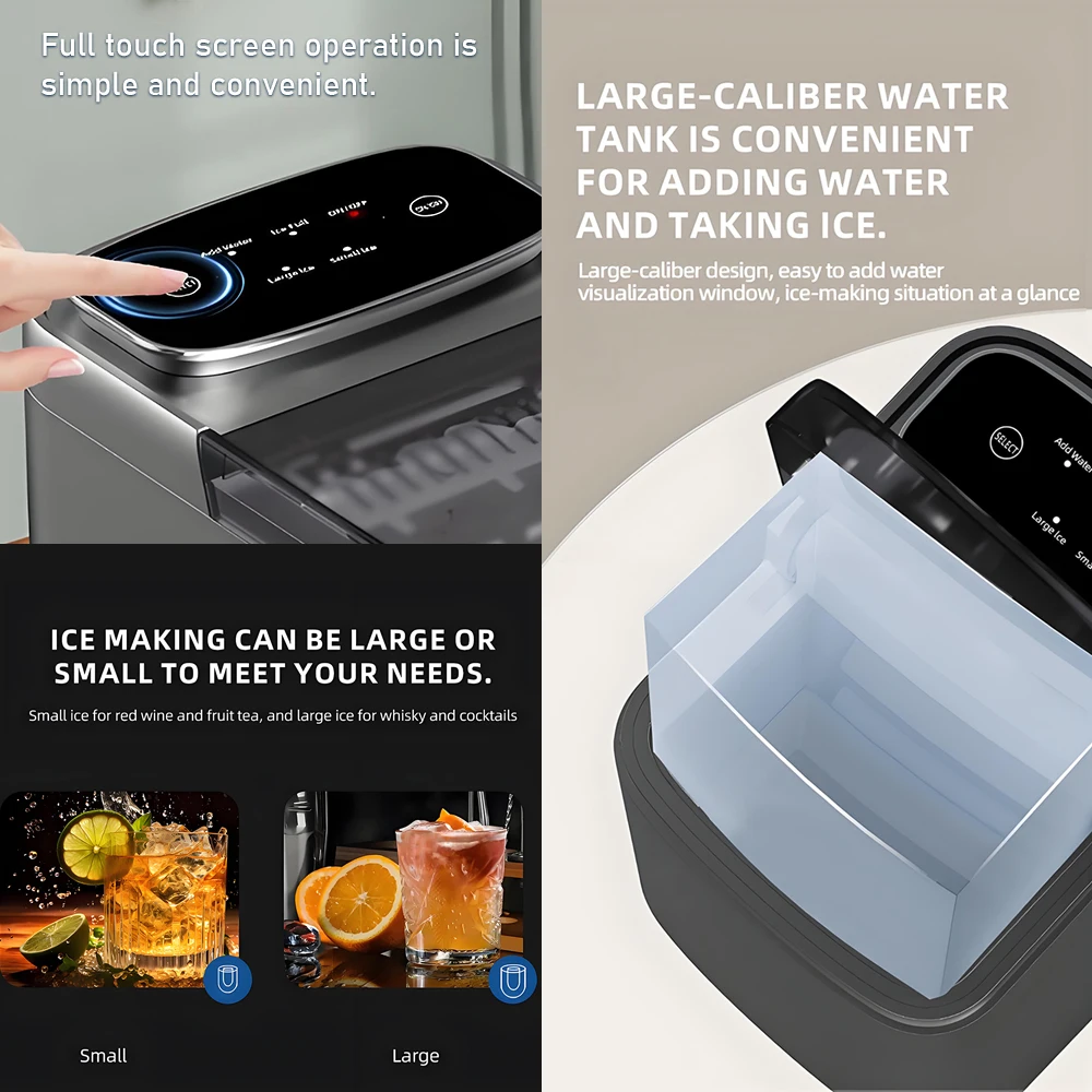 110V-220V Smart Ice Maker Small Mini Portable Intelligent Ice Maker Portable Automatic Ice Cube Making Machine for Home Car