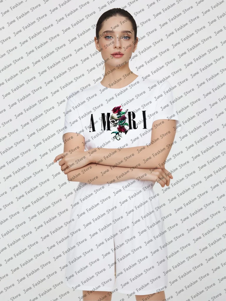 

Новая модная брендовая женская футболка в Европе и Америке, модная роскошная брендовая одежда для пар, высококачественные хлопковые футболки с круглым вырезом