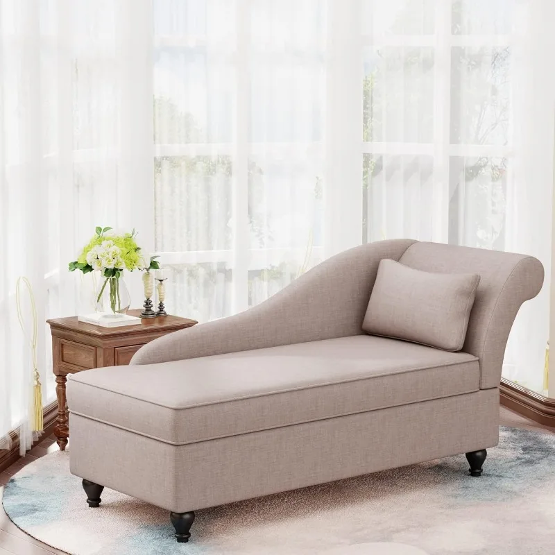 Indoor Storage Chaise Lounge Upholstered Fabric Lounge Chair Living Room Bedroom Corner Small Chaise Sofa Recliner