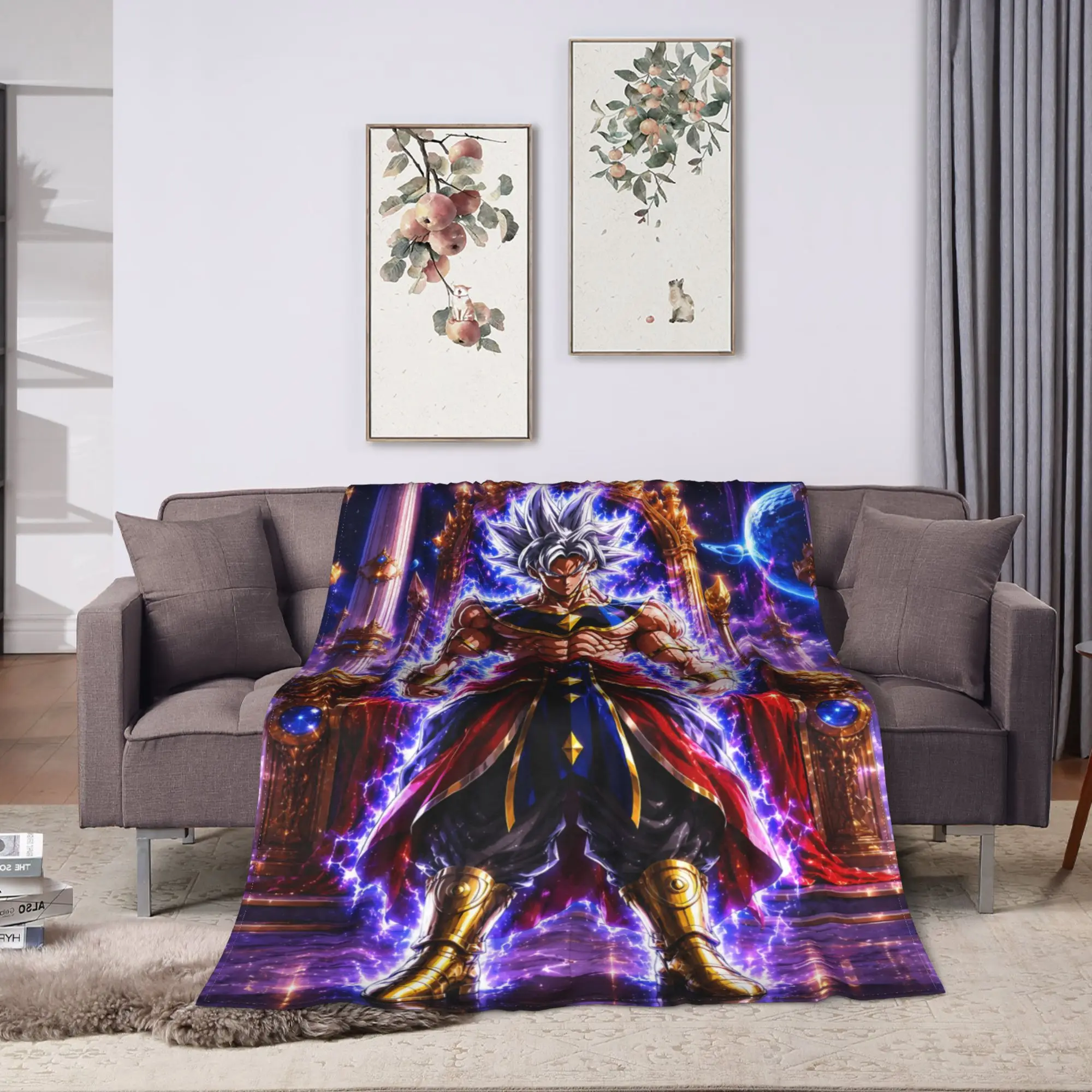 Goku Ultra Instinct Plush Blanket Girls Boys 3D Japanese Manga Flannel Throw Blanket For Couch Bed Soft Quality Bedspread Gift