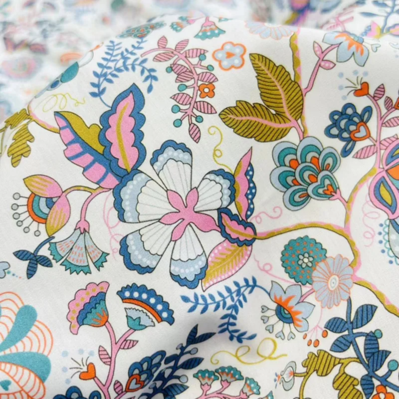 Liberty Pure Cotton Digital Injection Printing 50Sx 50S Poplin Printed Fabric For Kids Women Dress Halter Shirt Cheongsam Cloth