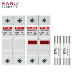 One Set 2P Parallel DC Fuse Holder 10*38mm High Voltage Solar PV 1000V 6A-32A Base Photovoltaic System Protection Protector gpV