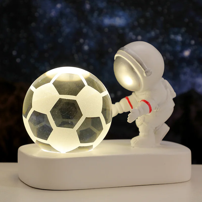 Imagem -06 - Luz Noturna Lunar Astronauta Led Luz Noturna com Bola de Cristal Base de Iluminação Decoração Desktop Decoração do Quarto Lâmpada da Lua