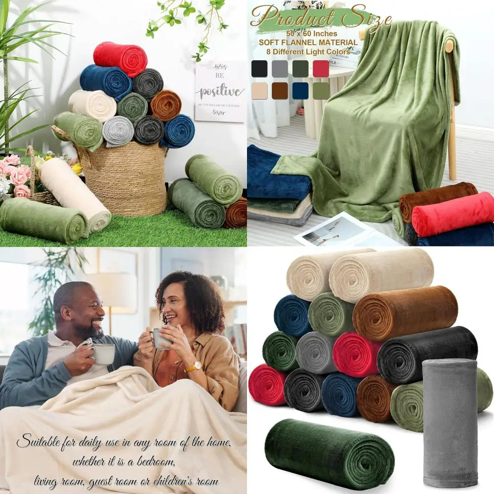 

Набор из 16 фланелевых флисовых пледений, 50x60 дюймов, мягкие коралловые одеяла для зимы, домашних животных, дома, офиса, подарков, пожертвований (темный цвет)