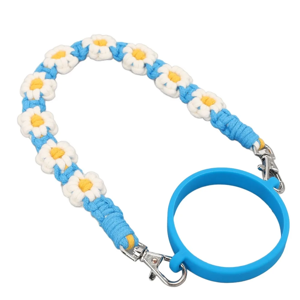 Durable Silicone Water Bottle Handle Hand Woven Portable Water Cup Rope Bottle Lanyard Handbags