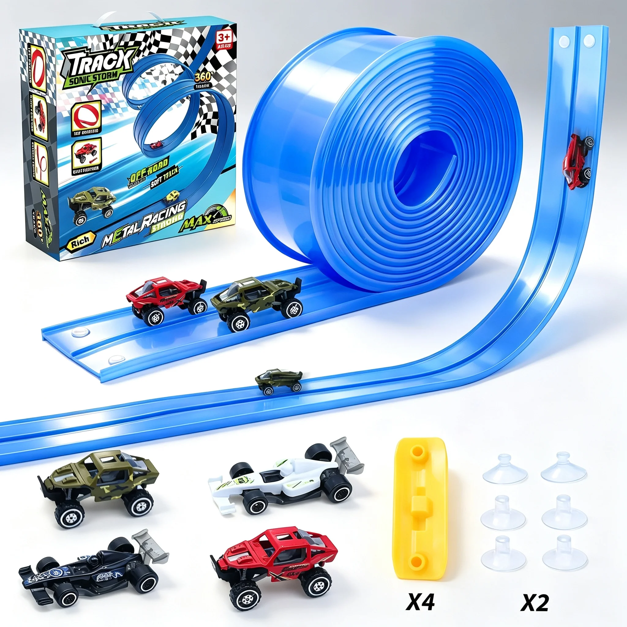 Flexible 5M Bendable Track Set Off-Road Motorcycle Portable DIY Racing Rail Kids Competition Educational Toy For Boys