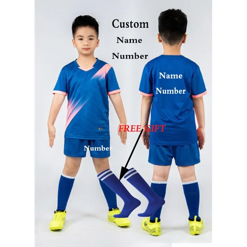 Jongens voetbalshirt trainingspak Kindvoetbal Sportuniformen Kinderen spelen bal Sportkleding Kits vest kindervoetbalpak Sokken 1