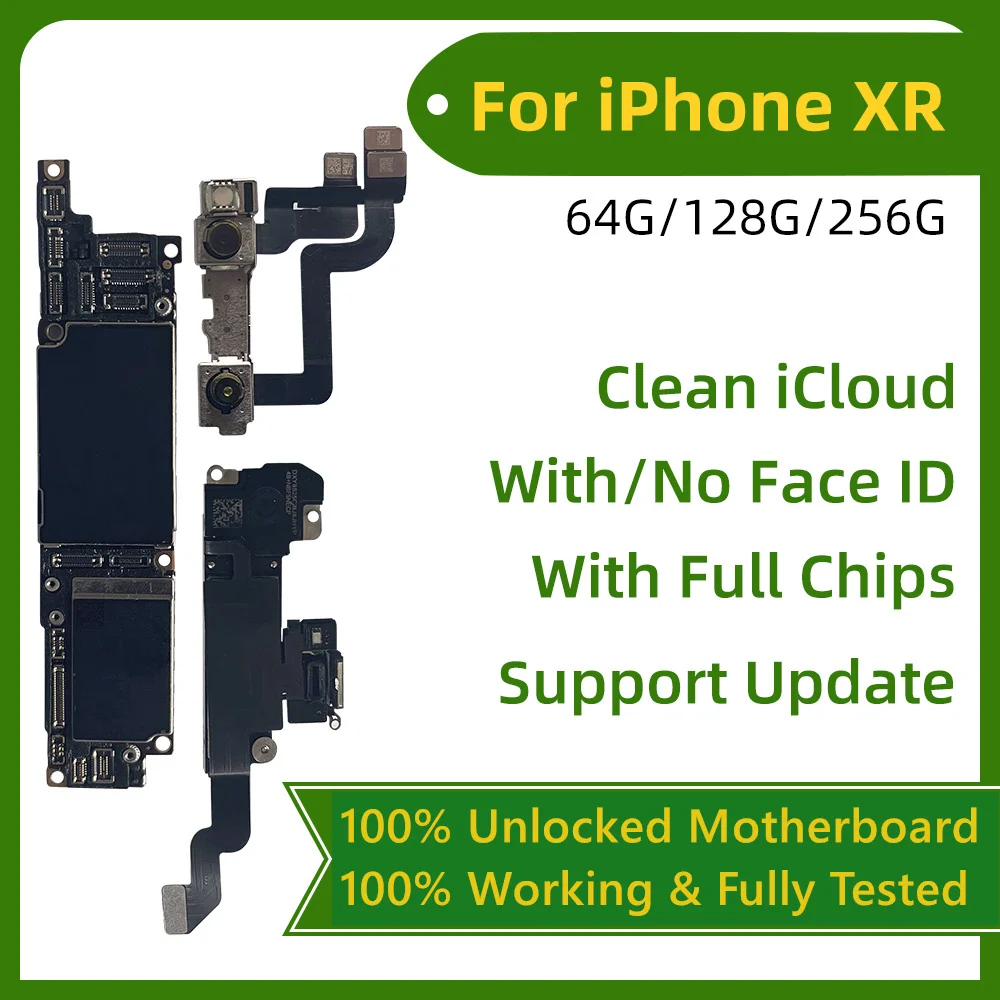 Unlocked For iPhone XR Motherboard For iphone X XS Max With/No Face ID Logic board MainBoard Free Clean iCloud, Support update