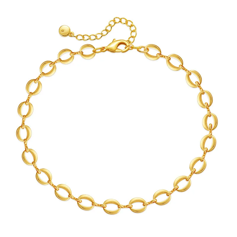 Copper Plated 18K Gold Round European And American Metal Texture O Chain Design Simple Chain Anklet Women Romantic Jewelry