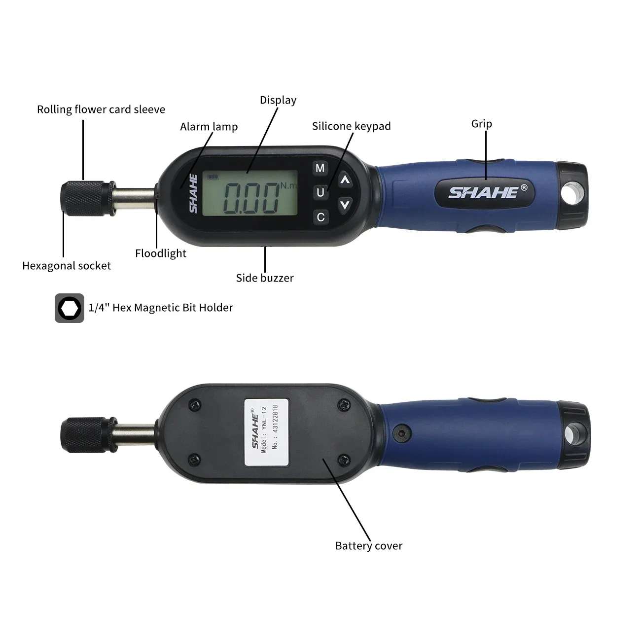 SHAHE Torque Screwdriver Electrician with Buzzer & LED Indicator,Adjustable Screwdriver Torque Wrench Set with Bits for Bike