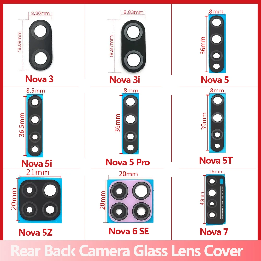 

2 Pcs/lot Back Camera Glass Lens For Huawei Nova 3 3i 5 5i 6 6SE 7 7SE 8 8se 8Pro Rear Camera Glass Lens With Adhesive