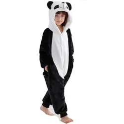 3D Panda Kigurumi Kids Onesies Cozy Cosplay Constume For Halloween Playsuit Birthday Gift Flannel One-Piece Pyjamas Sleepwear