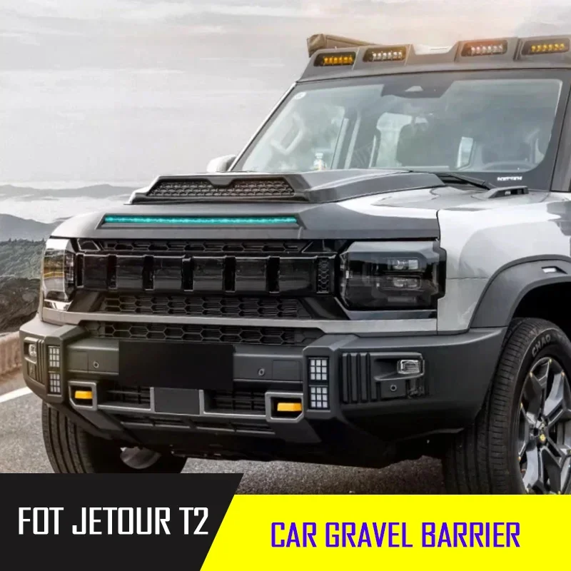 

Fit for JETOUR Traveler T2 2023-2025 Automobile Front Cover Sanding Machine LED Sandstone Gear Car Exterior Decoration Parts
