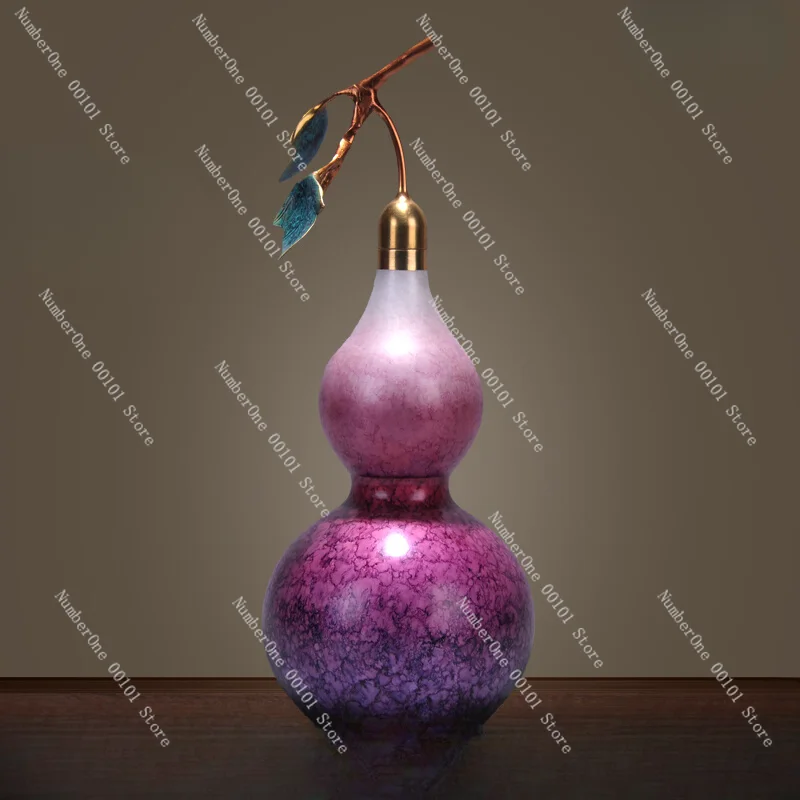 New Chinese Pure Yellow Copper Gourd Ornaments Purple Donglai Hollow Open Copper Gourd Furnishings