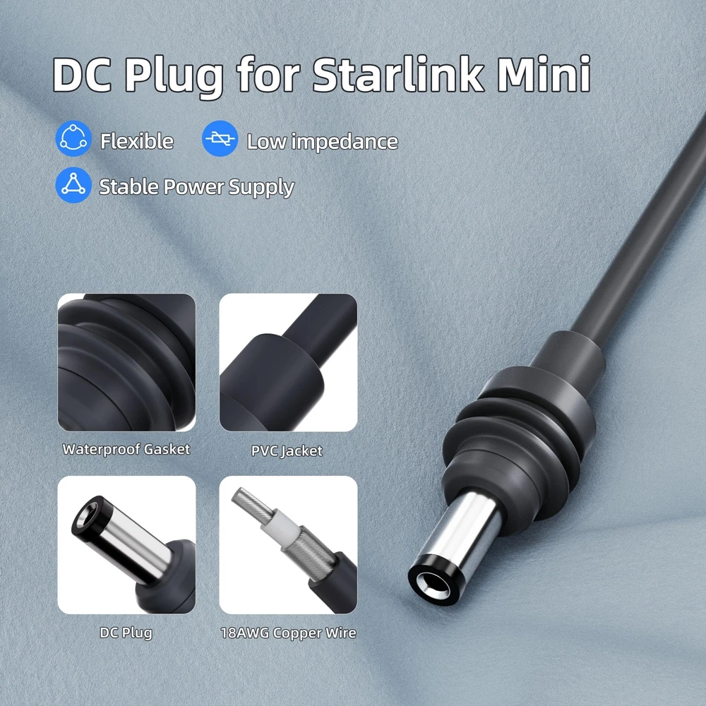 For Starlink DC12V Adapter Power Cord Converter for Starlink Mini Power Supply Step Up 10-28V to 30V Conversion Kit DC Male Plug