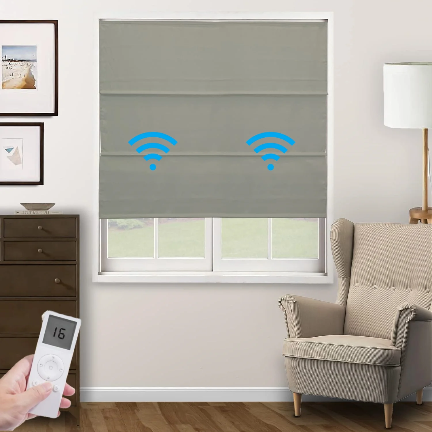 High Quality Wireless Easy to Install Remote Control Motorized Roman Blinds for Living Room