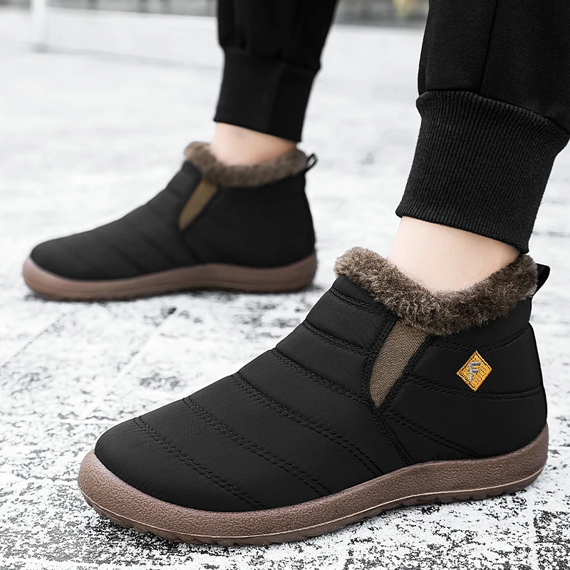 MAEDEF الرجال أحذية الشتاء الانزلاق على حذاء من الجلد شبشب منزل دافئ للرجال خفيفة الوزن عدم الانزلاق المضادة للانزلاق أحذية منزلية مريحة #6