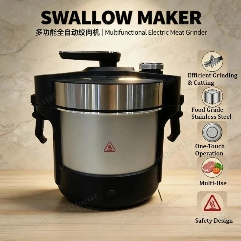6L Automatic Electric Meat Grinder Food Grade Stainless Steel One Touch Meat Mincer Household Kitchen Processing Machine