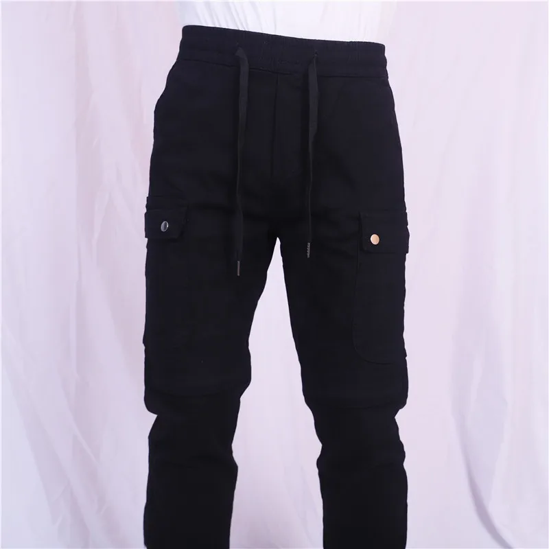 Casual Motorcycle Riding Jeans Pants with Elastic Waist And Ankle Ties Soft Inset Gear Layers on Hips And Knees for Comfortable
