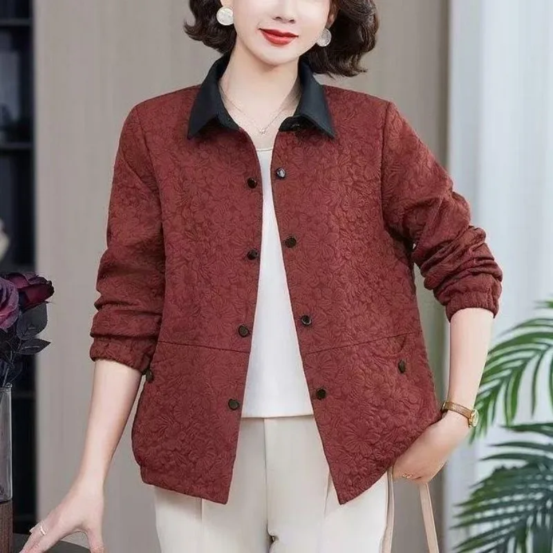 

Fashionable Cardigan Jacquard Jacket for Women in Spring and Autumn New Lapel Versatile Single-breasted Shirt