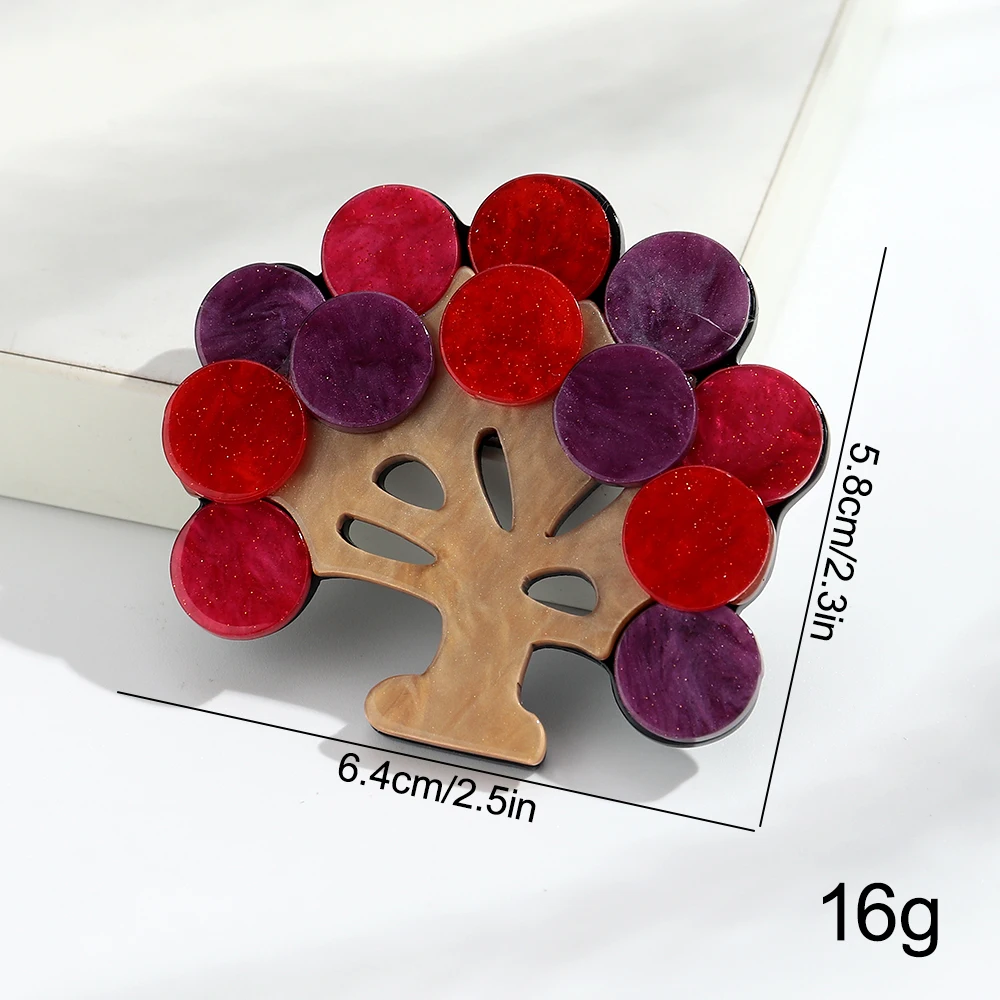 Creative Colorful Round Spot Tree Brooch Pins Cute Cartoon Geometric Badge Brooches Party Jewelry Gifts Accessory