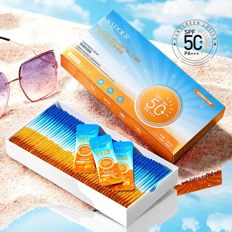 SPF50+ opalovací krém krém přenosné ochránce pleťový slunce uzavřít spf 50 gel izolace pleťová voda obličej opalovací krém anti UV výrobků 100ks