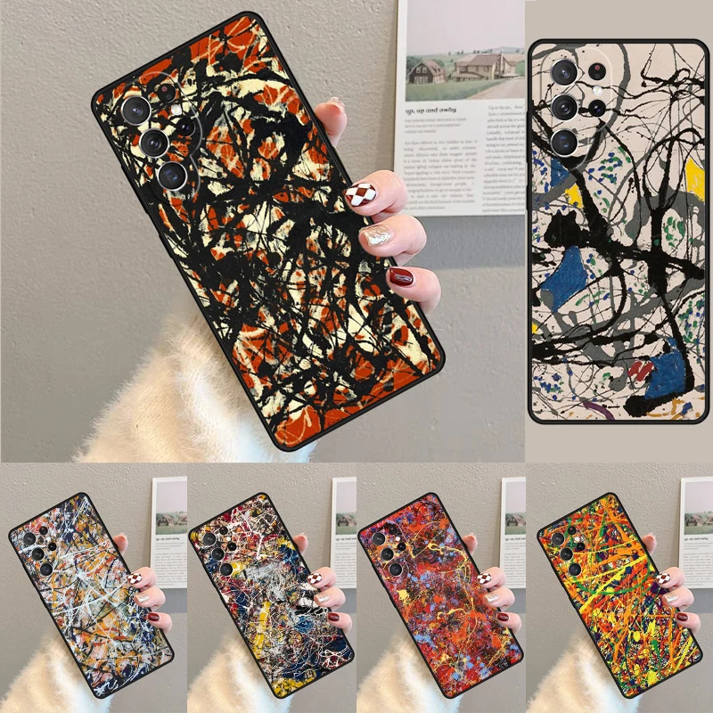 Cover For Samsung Galaxy S24 Ultra S21 S22 S8 S9 S10E Note 10 20 Plus FE S23 Jackson Pollock Free Form painting Phone case Coque