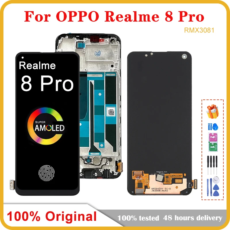 

6.4" Original AMOLED / TFT For OPPO Realme 8 Pro RMX3081 LCD Display Touch Screen Digitizer Assembly For Realme 8Pro LCD Screen