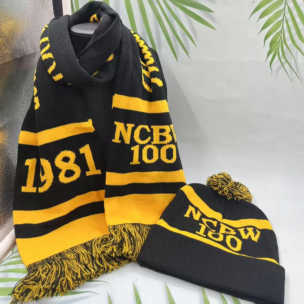 Greek Iconic Letter 1981 Party Gift NCBW Yellow Black Scarf Hat Set
