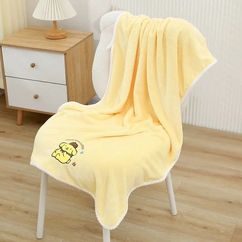 Cartoon Pompompurin Bath Towel 3 Piece Set Sanrio Kawaii Anime Cute Soft Absorbent Quick Drying Adult Children Hair Drying Cap