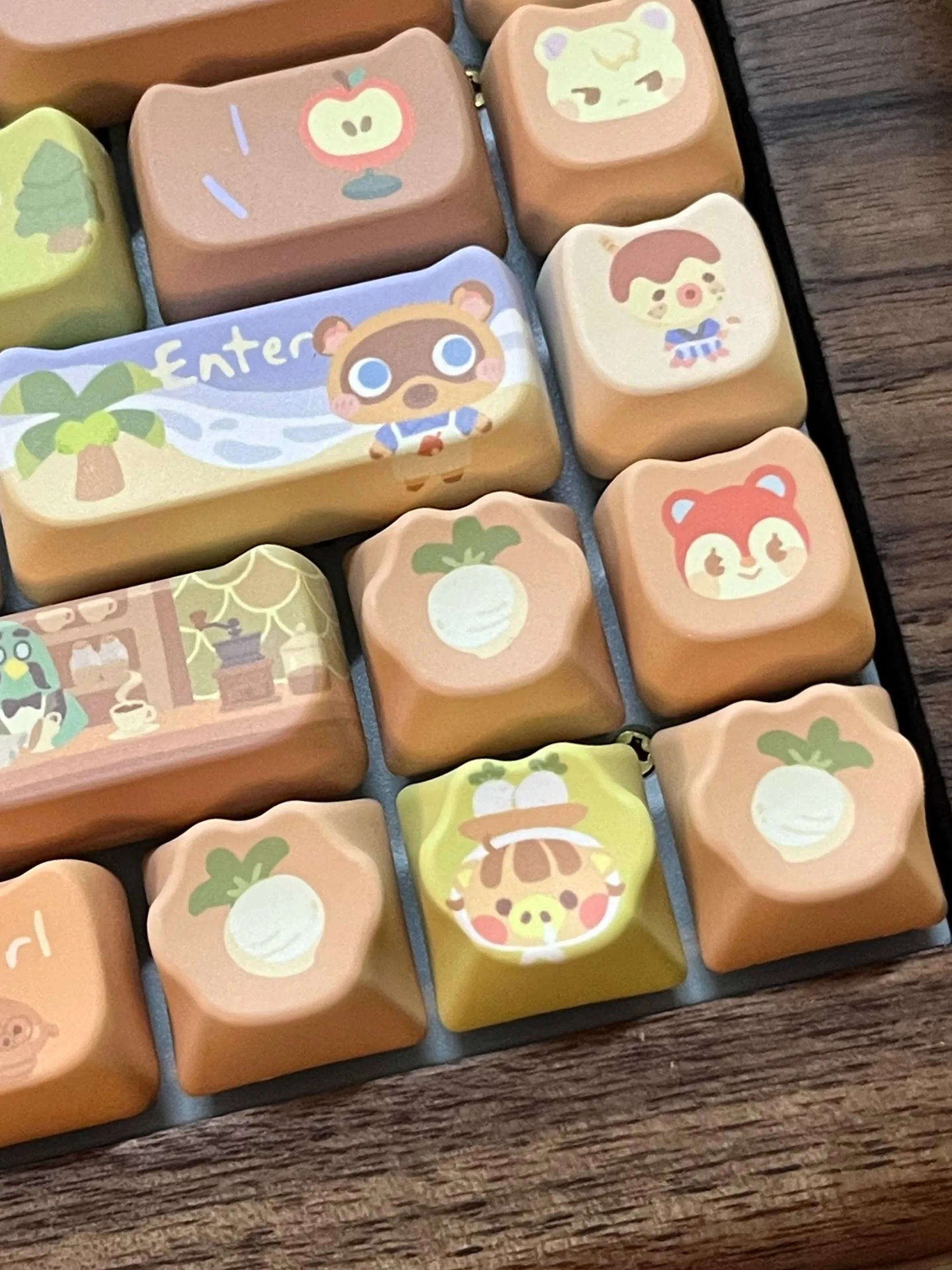 Imagem -04 - Animal Crossing Custom Keycaps Gato Bonito Keycaps Sub Térmico para Teclado Mecânico Mao Moa 142 Chaves Presente