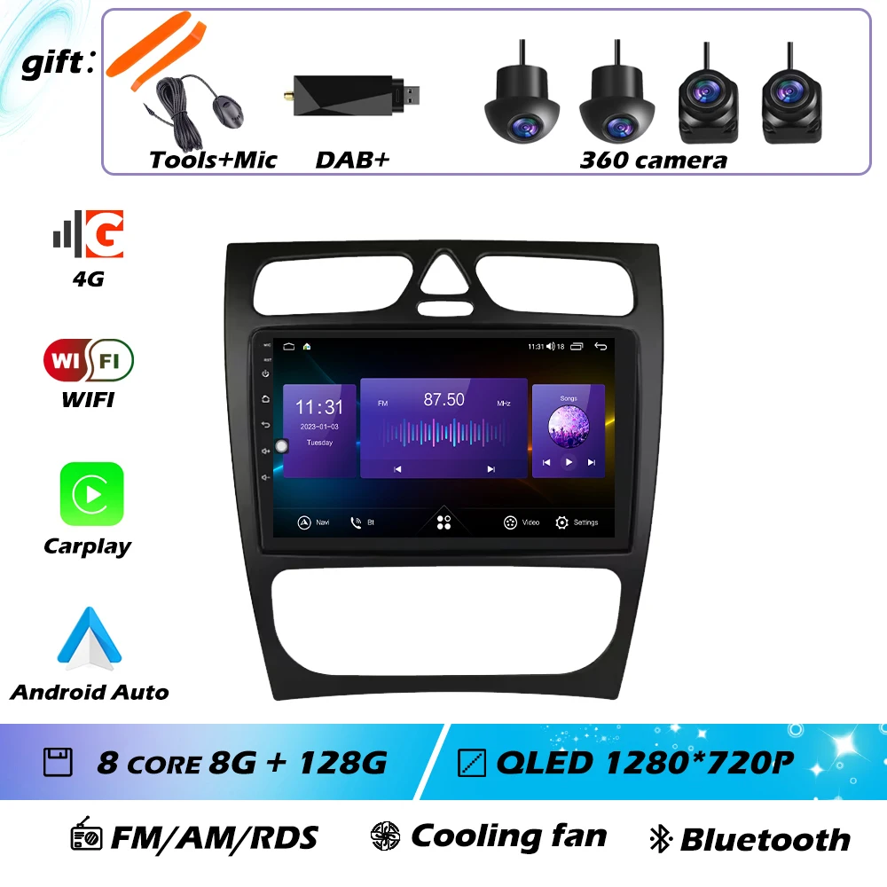 Voor Mercedes-Benz EEN W168 C W203 G W463 Vaneo Vito Viano CLK Klasse C209 Android GPS Autoradio Multimedia Video speler Carplay 4G