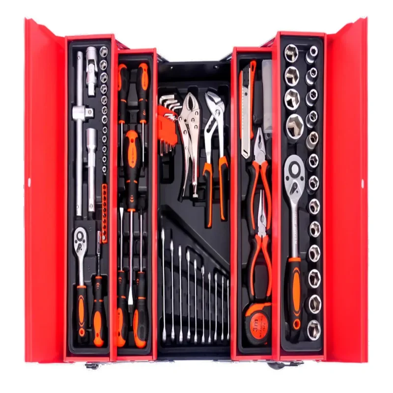 for 85-Piece Auto Repair Socket Wrench Set Iron Box Combination Tool Kit with Pliers Screwdriver for Car Maintenance