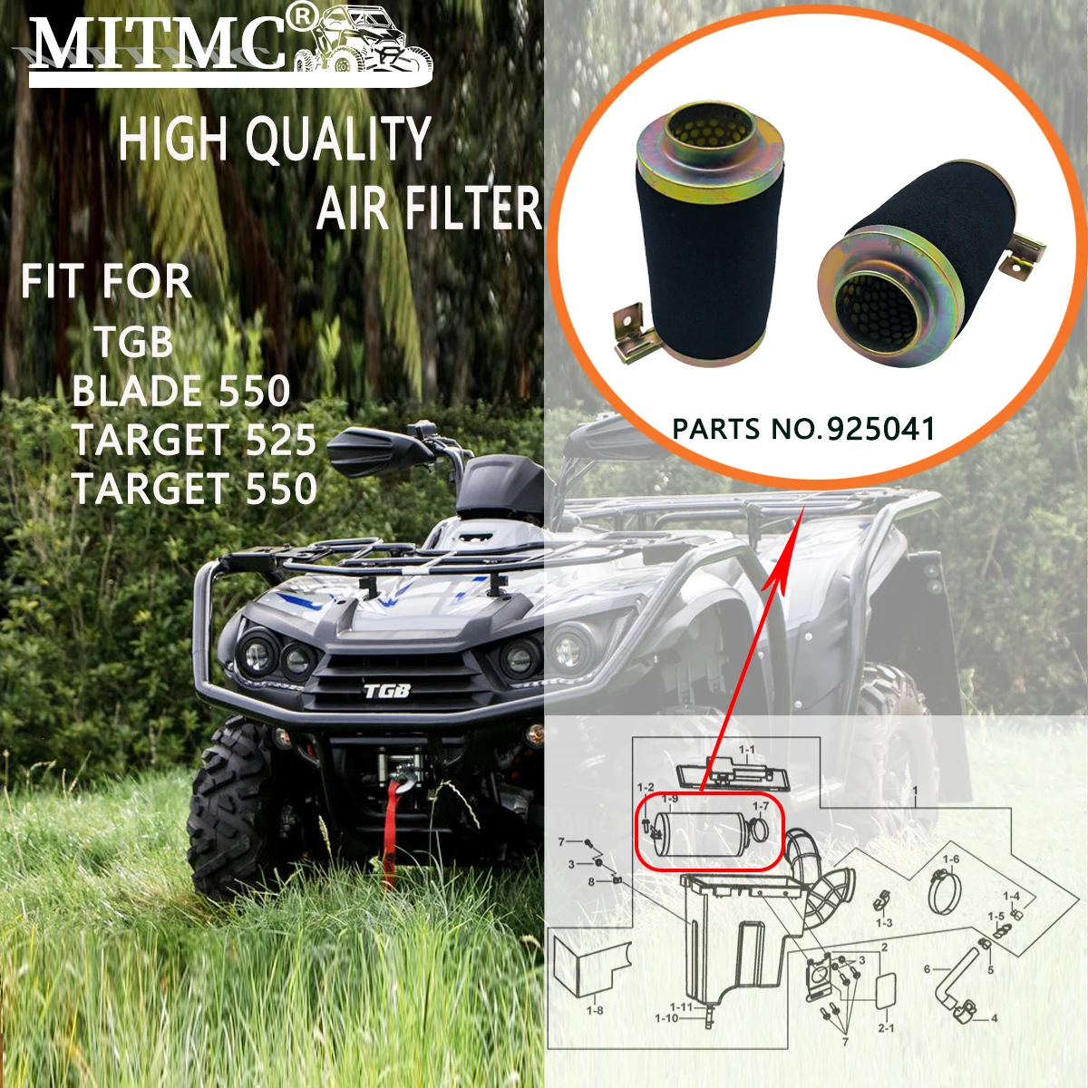 1PC High-quality Air Filter Assy For TGB BLADE 550 TARGET 525  TARGET 550 ATV UTV QUAD GO KART 925041