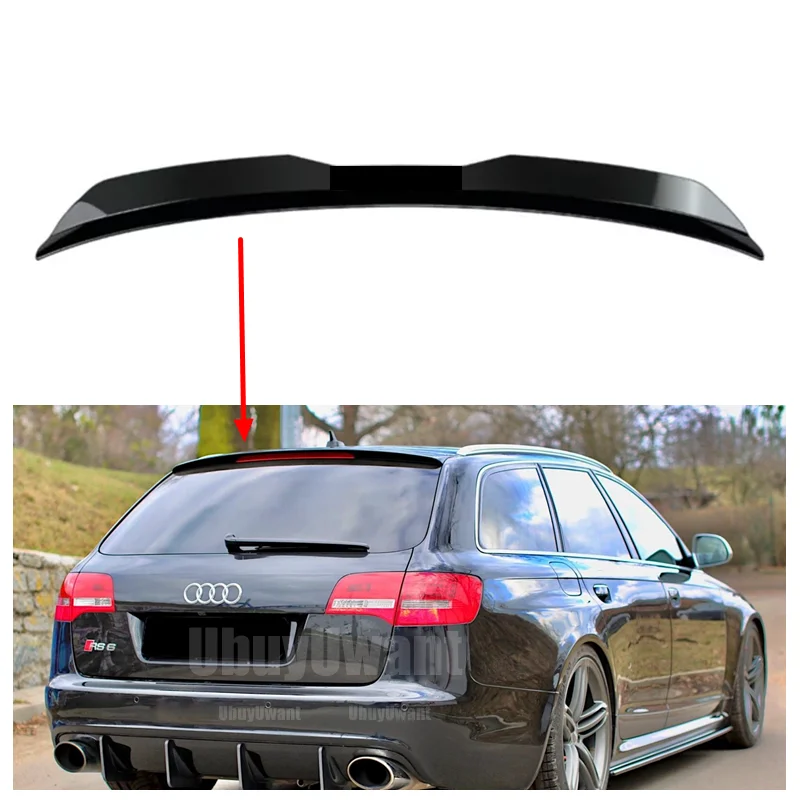 Für AUDI RS6 AVANT C6 Fließheck Auto Dach Heckspoiler Lippenflügel Auto Heckflügel Universal Spoiler Flügel Body Kit Tuning Glanz Schwarz