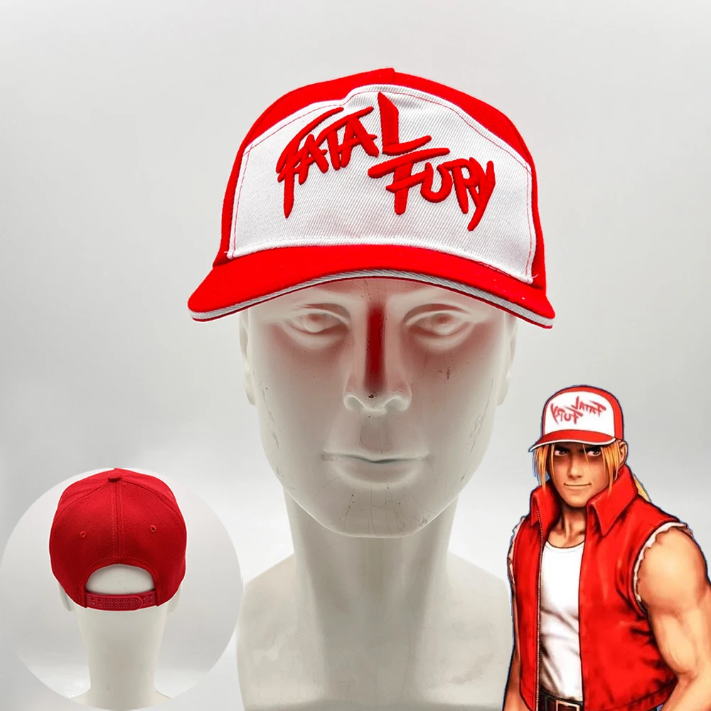 Rei dos lutadores furia fatal terry bogard cosplay bonés de beisebol vermelho bordado chapéu ajustável chapéus adulto unisex traje prop