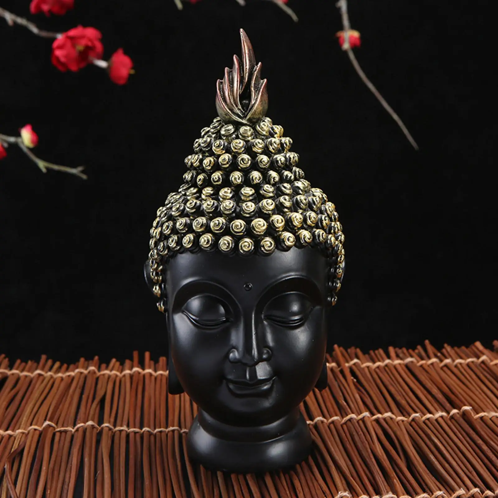 Buddha Head Figurine Home Office 20cm Tall Housewarming Gift 9.5x9.5x20cm