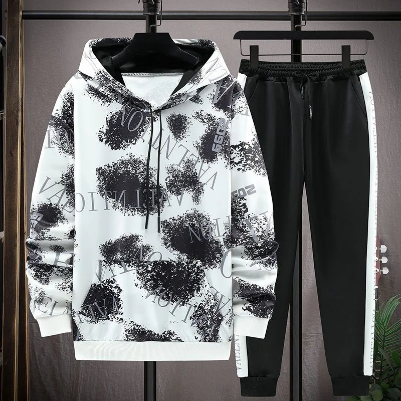 2023 Spring and Autumn New Fashion Trend Camouflage Hoodie Set Men\'s Casual Relaxed Comfortable High Quality Two-Piece Set M-3XL