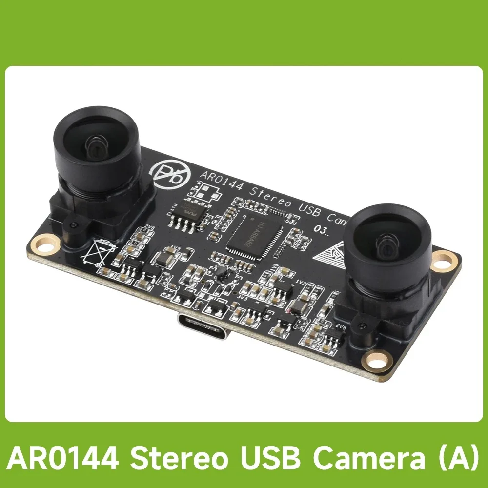 Waveshare AR0144 2MP Stereo USB Camera Module, AR0144 Sensor Chip, USB2.0 Port, Synchronized Same-frame Output 52mm Baseline