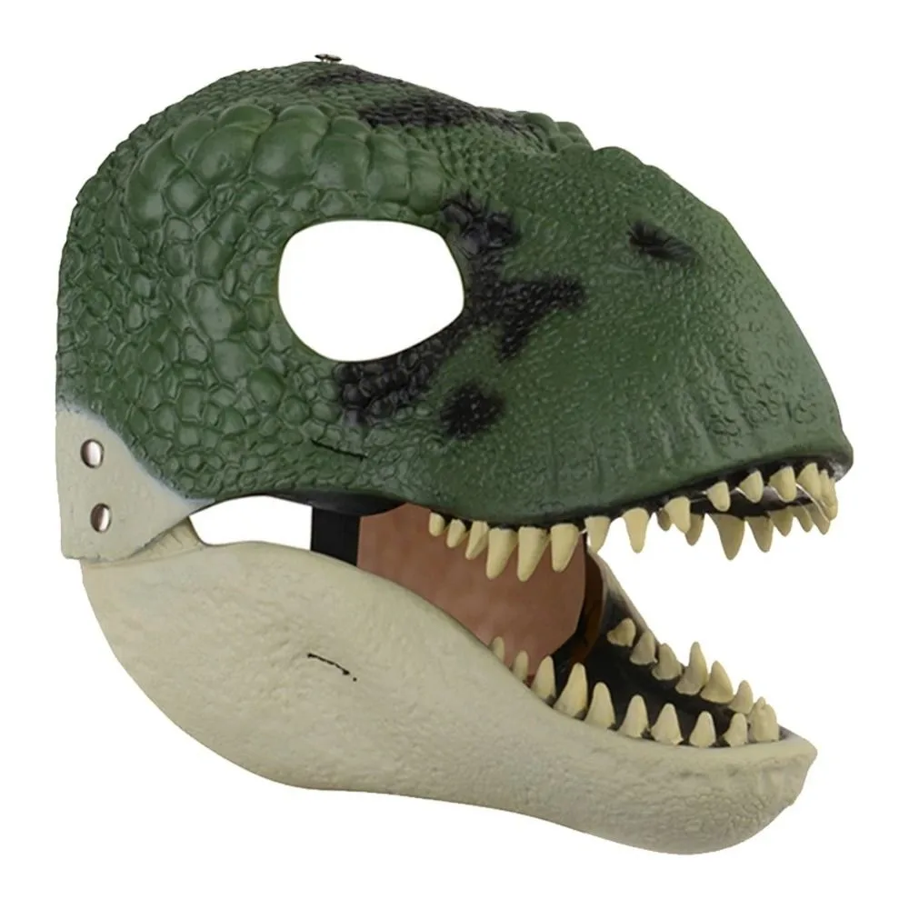 Moving Jaw Halloween Dinosaur Mask Cosplay Props Open Mouth Raptor Dino Mask Hard Plastic Funny Dragon Headwear Children