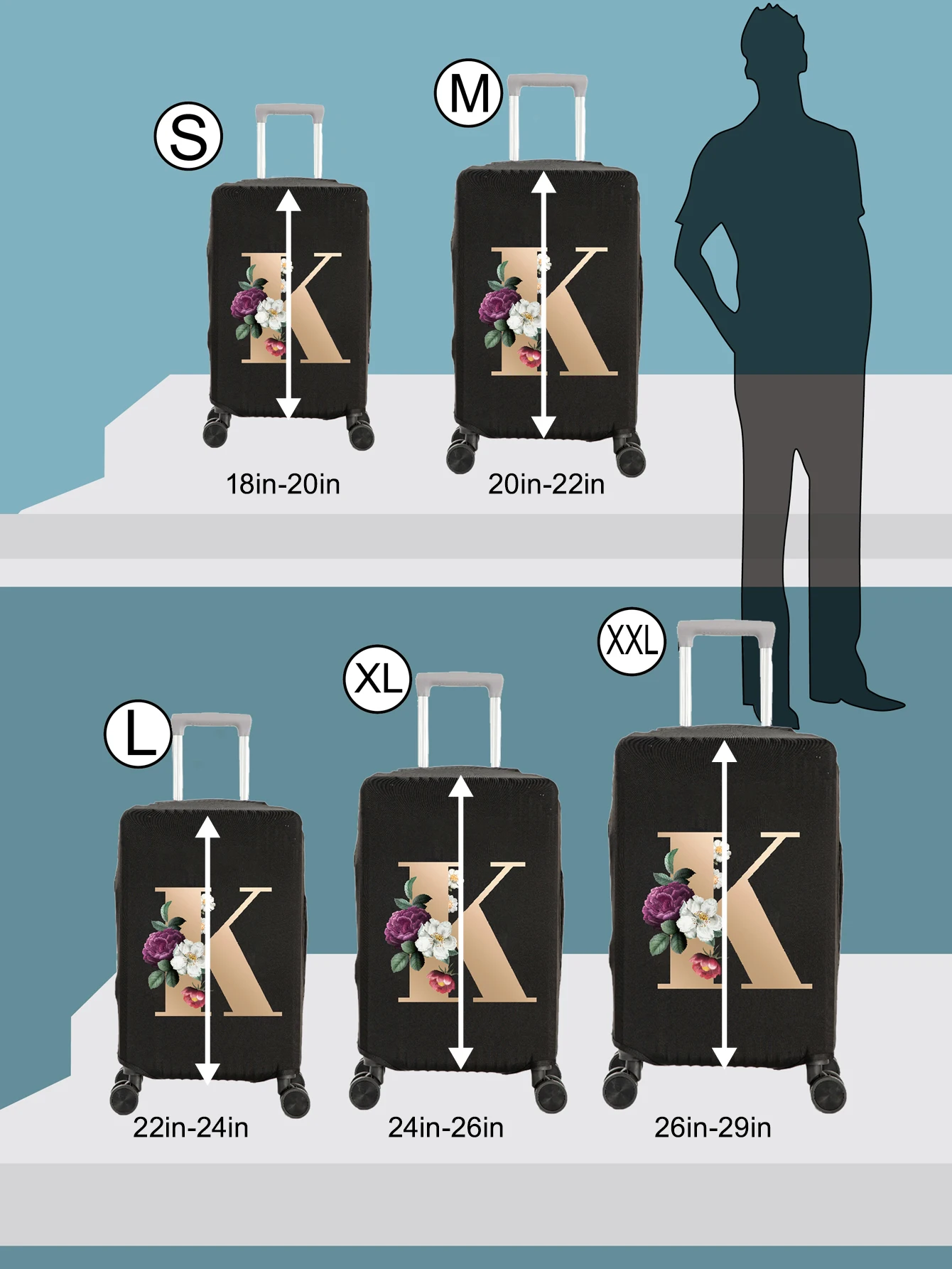 Personalized Printed Travel Spandex Luggage Suitcase Protector Sublimation Luggage Cover