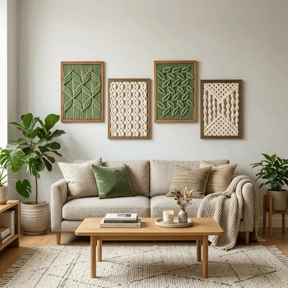 Dual-use Woven Tapestry Picture Frame Hand Woven Cotton Thread Woven Decor Painting Picture Frame Tabletop Display
