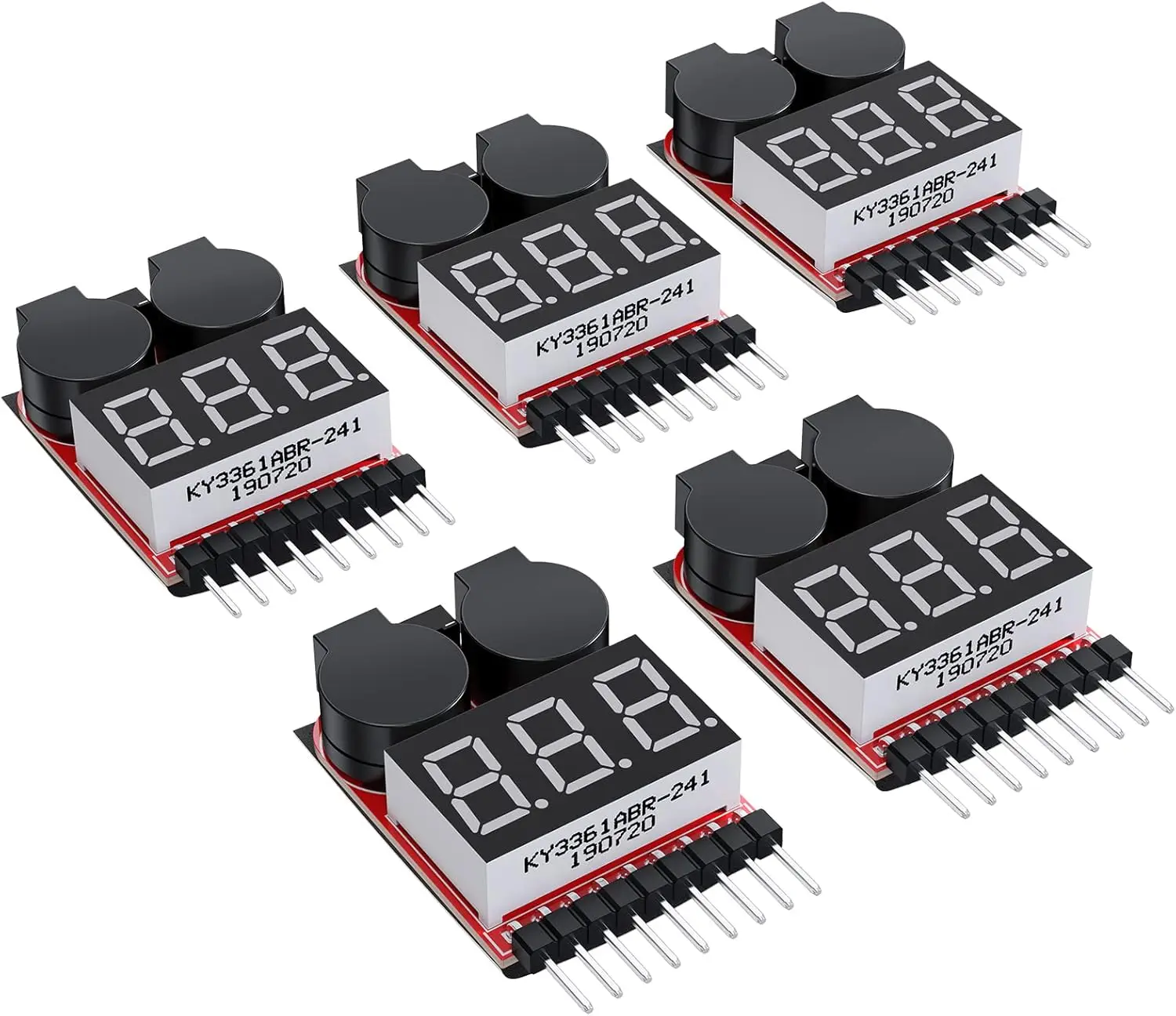 

Набор из 5 тестеров напряжения 2-в-1 с звуковой сигнализацией для LiPo/Li-ion/LiMn/Li-Fe аккумуляторов 1-8S, прибор для проверки заряда батарей