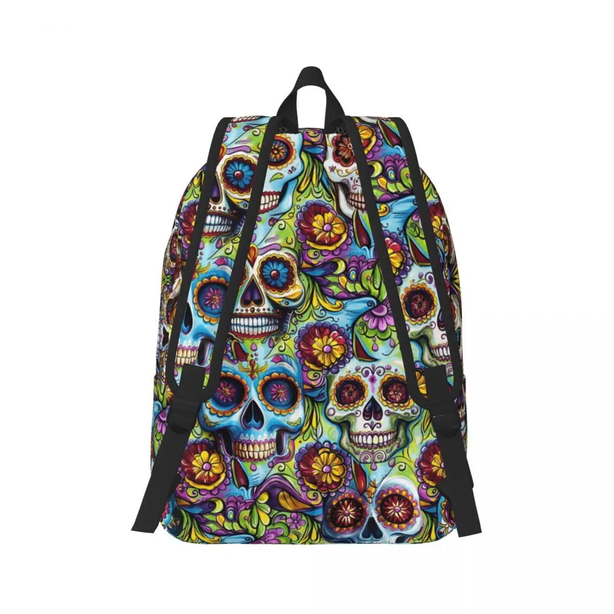 Mardi Gras Sugar Skulls Version 2 Backpack Daypack Large Capacity Kids BookBag School Bag Shoulder Bags for Men Women