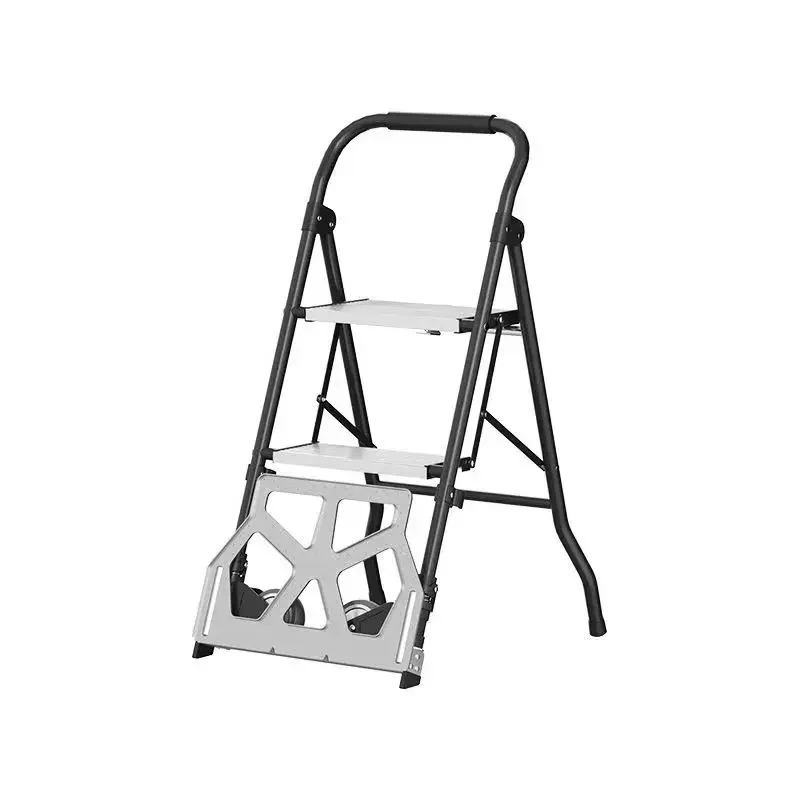 Household ladder, trailer, two in one portable staircase, cargo and vegetable cart, thickened three step ladder