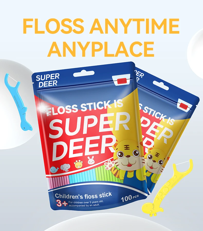 Kinder 100 Sticks Zahnseide Barrel Farbige Zahnseide Für Kinder Heilung Dent Zähne Reinigung Kieferorthopädische Interdental Pick – Detail 8