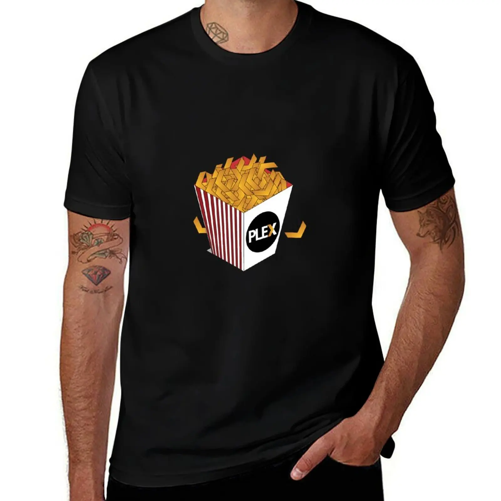 Plex Popcorn T-Shirt Basic Short Sleeve Cotton Blend T-Shirt