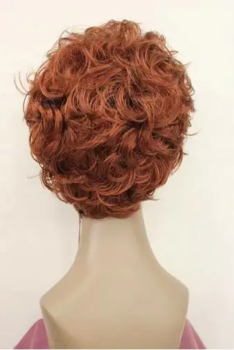 Peluca corta y rizada para mujer, pelo de uso diario, naranja, rojo, Cosplay